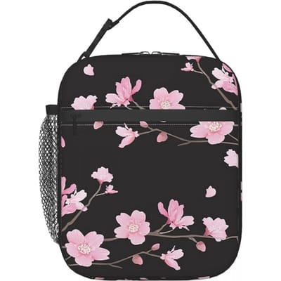 Kersenbloesem Bloem Plant Geïsoleerde Lunchtas voor Vrouwen Kantoor Koeler Thermische Voedseldoos Tote Lekvrij Lunchboxen Container One Size white