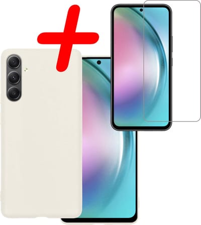 Hoesje Met Screenprotector - Geschikt voor Samsung Galaxy A54 - Sterk & Shockproof - Back Cover - Siliconen Case - Telefoon Hoes - Wit