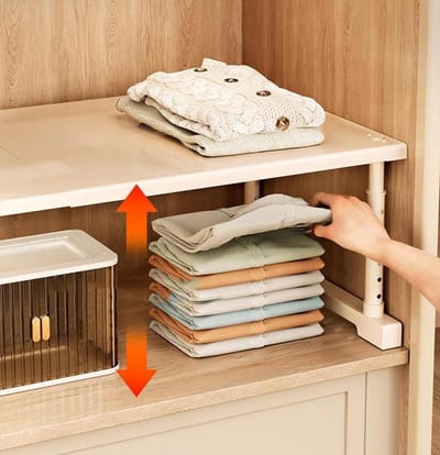 Kastplank Opberger - Opbergplank Keuken - Ruimte Besparen - Verstelbaar Ontwerp - 40-65 cm - Zwart