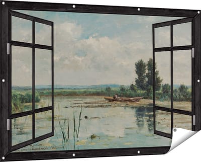 Gards Tuinposter Doorkijk Plas bij Loosdrecht - Willem Roelofs - 150x100 cm - Tuindoek - Tuindecoratie - Wanddecoratie buiten - Tuinschilderij
