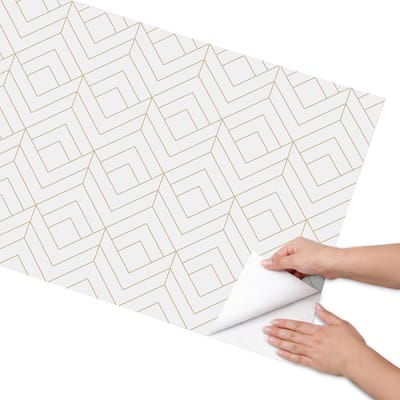 Coloray Meubel Wrap Folie - Wit Meubelfolie - 65x130 cm - Meubelfolie Zelfklevend Geometrisch ontwerp - Wrapfolie Keuken - Geometrische Meubelfolie - Decoratiefolie - Tafeldecoratie - Achtergronden en patronen