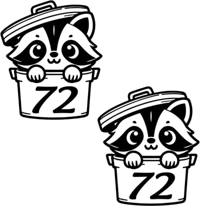 Kliko stickers set 2 stuks - huisnummer - afbeelding raccoon - wasbeer