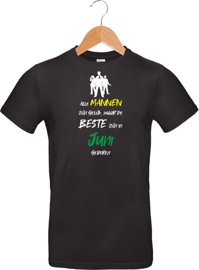 Mijncadeautje - T-shirt - zwart - maat M - Alle mannen zijn gelijk - juni