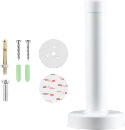 Deurstopper Roestvrij Staal - Deurdemper Muur - Stille Bescherming Vloer - Zonder Boren Installatie - 20 cm Lengte - Wit