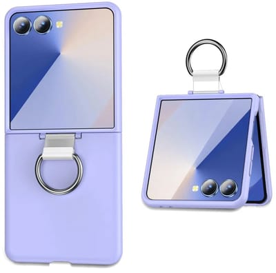 Hoesje Geschikt voor Samsung Galaxy Z Flip 7 - Licht Lila - Casemania Liquid Siliconen Backcover met Ring Bandje - Stevige Backcover Telefoonhoesje