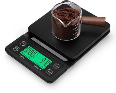 Keukenweegschaal - Keukenweegschaal Digitaal - Precisie Weegschaal Keuken - Keukenweegschaal met LCD Scherm en Weegschaal - 0.1g/5kg - Geschikt voor Voeding en Koffie - Zwart