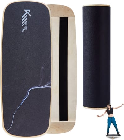 KM-Fit Balance Board - Balansbord - met Rollen - Houten balansbord - Pilates - Fitness - Stabiliteitstraining