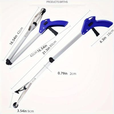 Outil de préhension à pince Ramasse-déchets Maison Portable Pliable Bâton d'atteinte Bras Long Pratique bleu