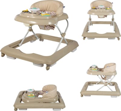 Bebies First Loopstoel / Baby Walker – Makkelijk in te klappen – In hoogte verstelbaar – Met afneembare speelset - Taupe