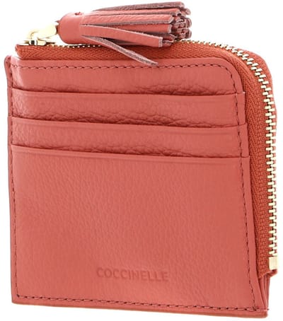 COCCINELLE Leren kaarthoes Tassel Credit Card Holder Pink Clay koraalrood