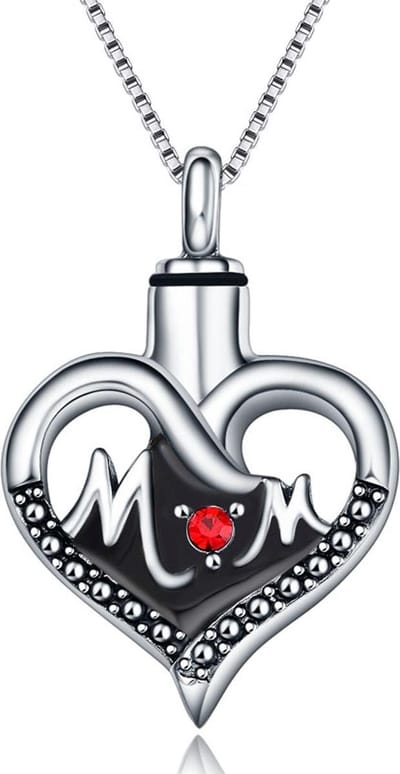 Quiges - RVS - Ashanger - Urn - Hart - Met - Verstelbare - Ketting - 46 - 52cm - Asketting - As sieraad - SLSA009