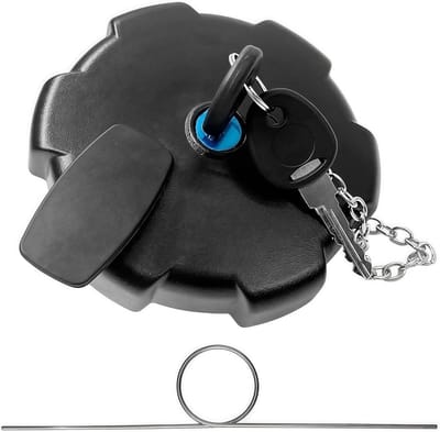 Vergrendelbare brandstofdop met ketting, 2 sleutels en haak, geschikt voor vrachtwagens MAN en Volvo modellen, 80mm.