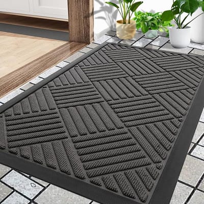 Deurmat voor buiten, 80 x 120 cm, siliconen, vuilvangmat voor buiten en binnen, antislip, stofdicht en wasbaar, deurmat voor buiten, weerbestendig, voor huisdeur, ingang, balkon, donkergrijs
