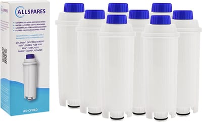 AllSpares Waterfilter (8x) geschikt voor o.a. ECAM-serie koffiemachines vervangingsfilter voor Delonghi DLSC002 / SER3017