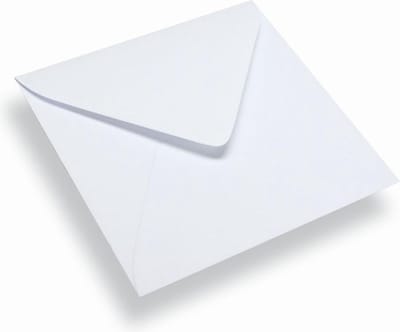 Set van 20 witte enveloppen 14 x 14 cm – Kaarten tot 13,5 x 13,5 cm – Rechte klep – 100 g papier – FSC