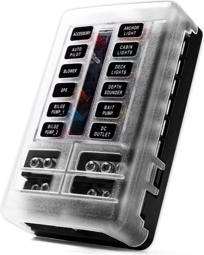 Immers ledlights Zekeringhouder 12 - met led indicatoren - 12/24V - 138 x 88mm
