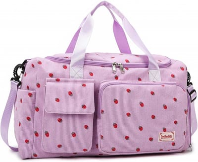 SnelShoppen - Vouwbare Sporttas voor Dames, Fitness Bag met Schoencompartiment en Natvak, Handbagage Weekender Tas 20-35L, Paars, Medium, Ideaal voor