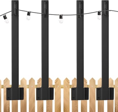 Verlichtingspalen Snoer - Lampenstandaarden Buiten - Sfeerverlichting Creëren - Verstelbare Hoogte - 4 Stuks - Zwart