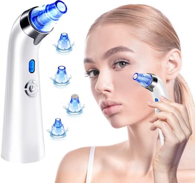 Vacuüm Poriënreiniger Blauw – Mee‑eter & Acne Verwijderaar – 5 Zuigstanden + 4 Sondes – Diepe Reiniging