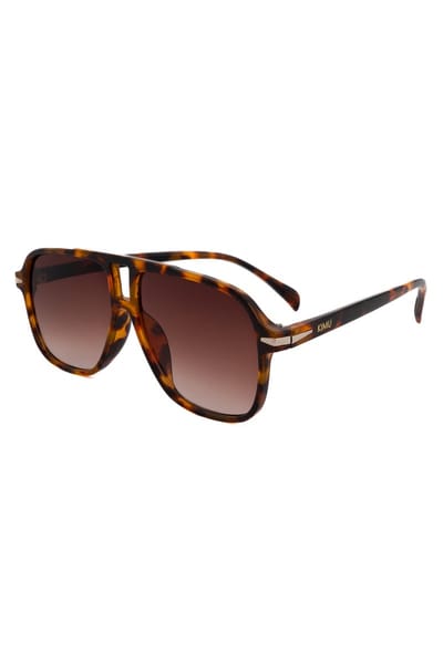 KIMU® Motor Pilotenbril Dun - Tortoise Bruin Montuur Kunststof - Bruine Gradient Glazen - Zonnebril Bril Motorbril Retro Heren Dames Festival