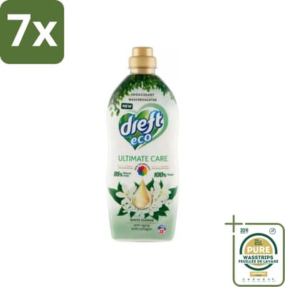 7 x Dreft ECO - Wasverzachter - Gekleurde Was - Witte Bloem - Anti-Veroudering - 38 Wasbeurten - Grootverpakking - Wasverzachter - Anti-aging - Kleurbescherming - Collageen - Wasgoed Verzorgen