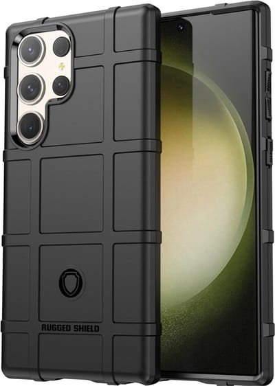 YPCd Hoesje Geschikt voor Samsung Galaxy S24 Ultra – Heavy Duty Rugged Backcover – TPU Schokbescherming – Antislip & Verhoogde Randen – Zwart