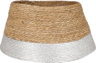 House of Seasons Kerstboomrok - H26 x Ø50 cm - Zeegras - Zilver
