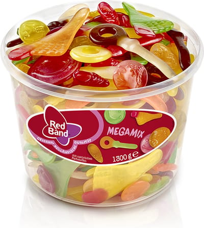 Red Band Mega Mix 1 pot à 1300 gram - Zacht snoep - Mix - Winegums met fruitsmaak - Zoet
