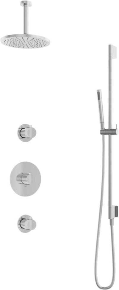 Hotbath Buddy - Inbouw Regendoucheset - 2 Stopkranen - Thermostatisch - Plafondbuis 15 cm - Hoofddouche 200 mm - Staafhanddouche - Glijstang 900 mm - Waterbesparend - V01