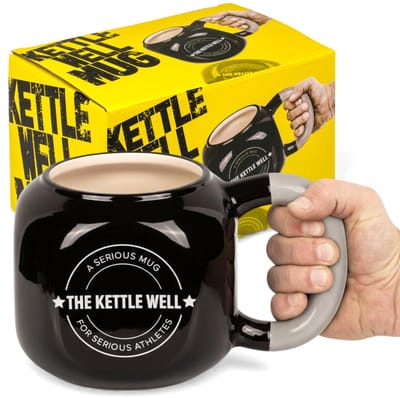 Dailygoody - Koffiebeker - Koffiekopje - Uniek sportief design - Zwart-grijs - Kettlebell stijl - Perfect voor thuis of op kantoor - 650 ml