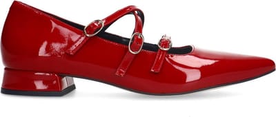 Manfield - Dames - Rode lakleren loafers met hak - Maat 37