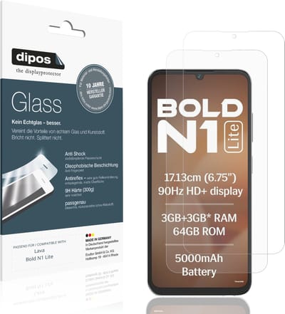 dipos – 2x Matte Pantserfolie geschikt voor Lava Bold N1 Lite | 9H Screenprotector