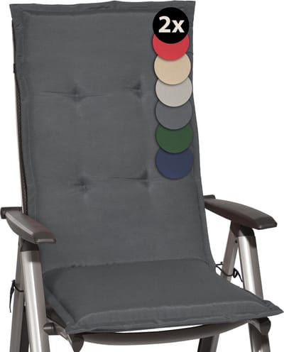 Beautissu Loft HL Set 2 x Tuinkussens Hoge Rug- 120 x 50 cm - Antraciet Kussen - Zitkussen UV- Lichtecht Tuinstoelkussen