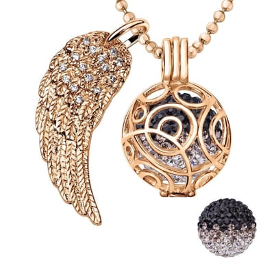 Engelenroeper 18mm Bolhouder met Ketting 90cm en Bolletje - Dames - Roségoudkleurig Cirkels - EBS18037