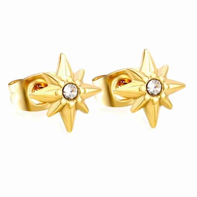 WeLoveSilver - chirurgisch stalen oorstekers - ster met kristal - 6mm
