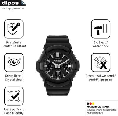 dipos – 2x Pantserfolie geschikt voor Casio G-Shock GAW-100 | 9H Screenprotector
