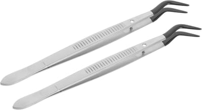 Roestvrijstalen Pincet - Precisie Tang - Hobby Werk - Rubberen Anti-slip Tips - 15.5 cm - Zilver