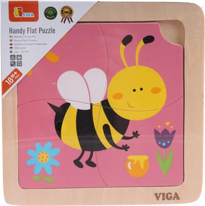 Viga Toys Houten Legpuzzel Bij 15 Cm 4 Stukjes Roze