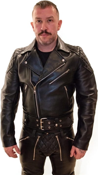 Mister b leren motor jack met rug vulling - zwart - XS