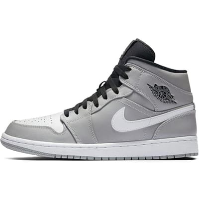 Jordan 1 Mid Gris Loup Noir Blanc 554724-046 44