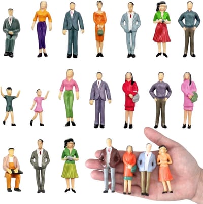 14 Stuks Miniatuur Figuren in Diverse Houdingen voor Modelbouw, 1:25 Schaal, Geschilderde Mensen voor Architectuurmodellen en Diorama's