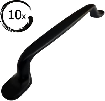 10X Handgrepen Zwart RVS - Boormaat 128mm - Greepjes - Handgreep - Handgrepen keukenkastjes - Handvatten - Meubelgreep Zwart - Handgrepen voor deurtjes