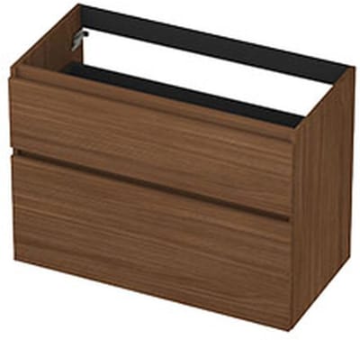 INK - Onderkast 2 Laden Greeploos met Houten Keerlijst A-symmetrisch - 900x450x650 Mm - Warm Walnoot