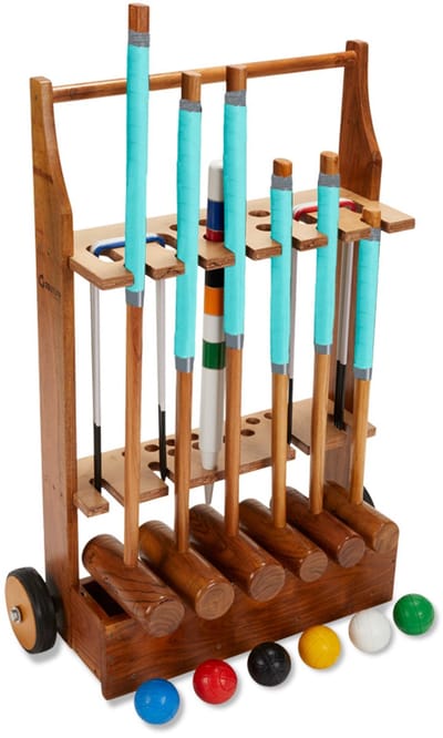 Ubergames - Tuin Croquet Set - Engels Tuinspel - 6-Persoons - Met Hardhouten Mallets - Geleverd met Trolley