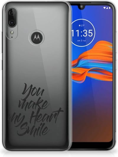 Motorola Moto E6 Plus Siliconen hoesje met naam Heart Smile