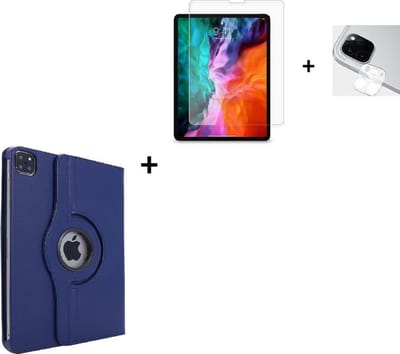 Geschikt voor iPad Pro 11 2021 Hoesje + iPad Pro 11 2021 Screenprotector + iPad Pro 11 2021 Camera Lens Protector - 11 inch - Tablet Cover Case Blauw + Screenprotector + Camera Lens Protector