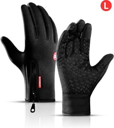 Livano Handschoenen - Touchscreen Handschoenen - Fietshandschoenen - Winter - Heren - Wielrenhandschoenen - Zwart - Maat L