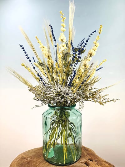 Droogbloemen boeket "Green Forrest" | Inclusief vaas | 60cm | Chique en Luxe | Een boeket dat jouw interieur een chique uitstraling geeft
