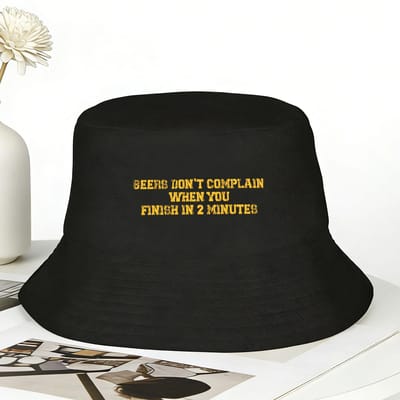 Les bières ne se plaignent pas quand vous finissez en 2 minutes Chapeau bob Chapeaux de pêcheur Hawaïens Pour unisexe Chapeaux visière Vacances Casquette imprimée One Size brown