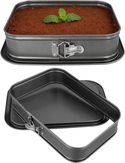 Set van 2 rechthoekige springvormpannen, 35,5 x 24 cm, ideaal voor taarten, cheesecake en brownies met uitneembare bodem
